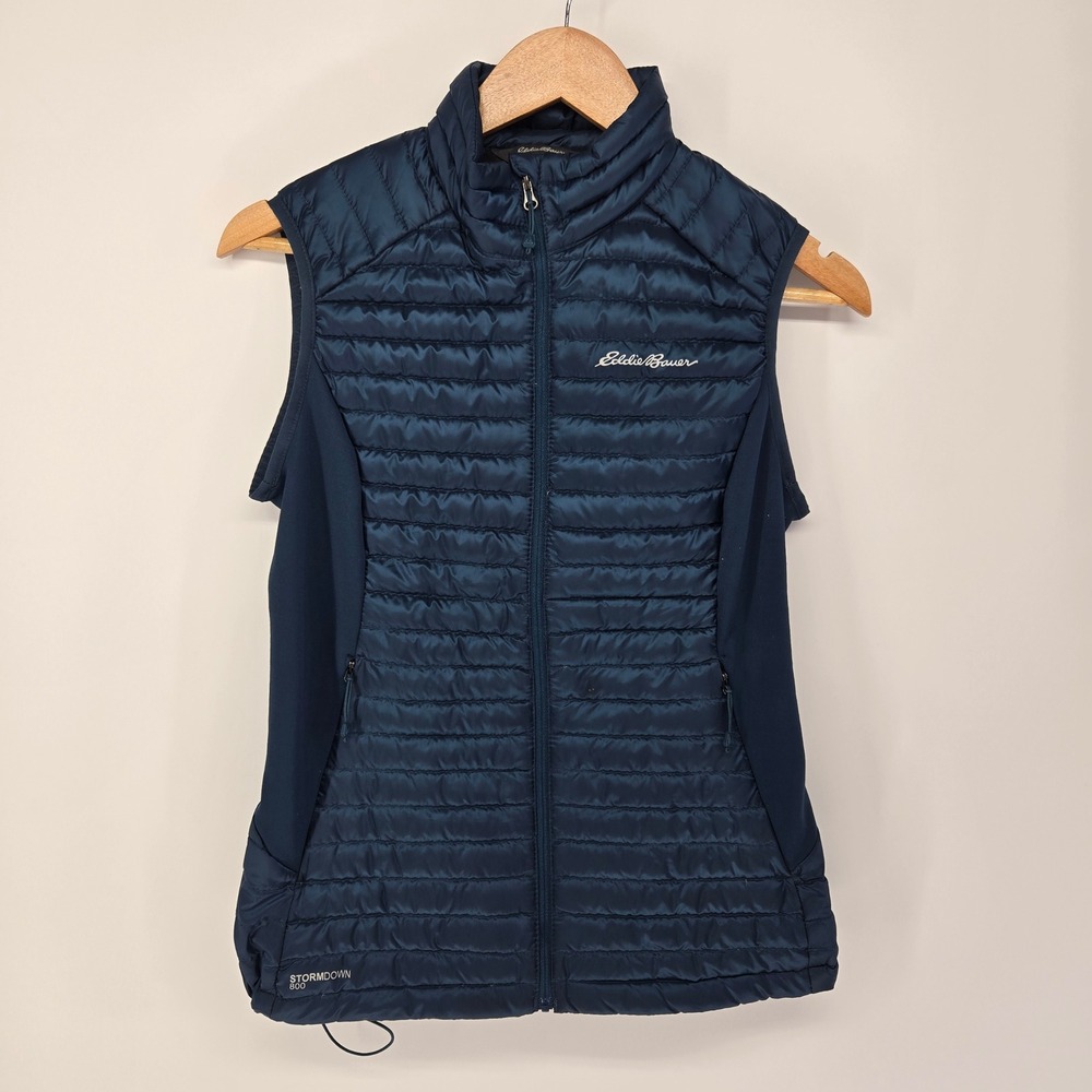 Eddie Bauer First Ascent Vest Women XS Blue StormDown 800 Puffer Pertex Quantum